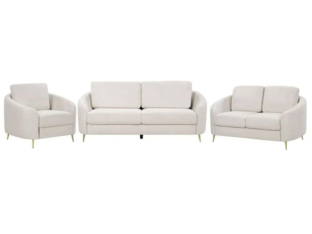 Conjunto de sala de estar TROSA Tela Beige claro 6 plazas - Sofás sillones puffs