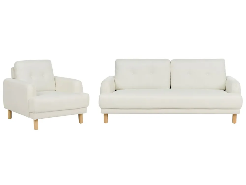 Conjunto de sala de estar TUVE Tela Blanco crema 4 plazas - Sofás sillones puffs