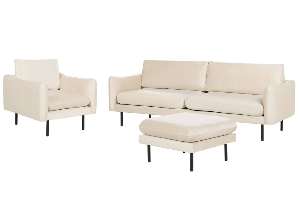 Conjunto de sala de estar VINTERBRO Terciopelo Beige con otomana 5 plazas - Sofás sillones puffs