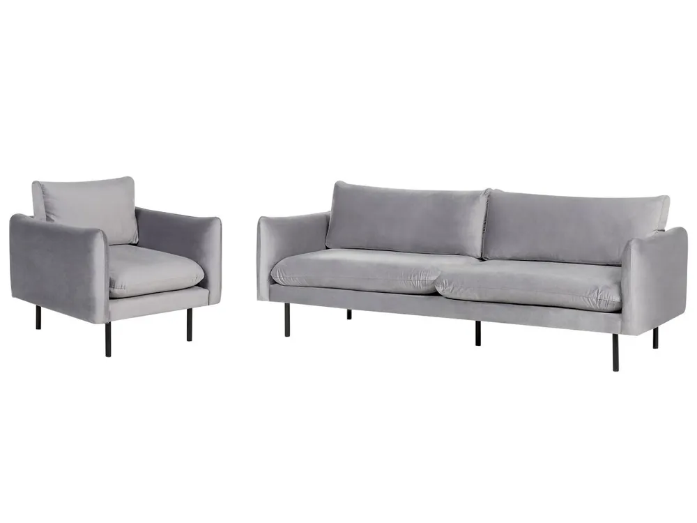 Conjunto de sala de estar VINTERBRO Terciopelo Beige 4 plazas - Sofás sillones puffs