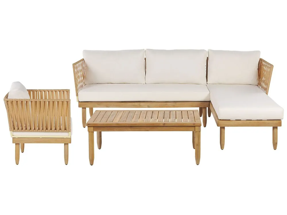 Conjunto de jardín con mesa 4 plazas CREMONA Izquierda Madera de acacia Blanco crema