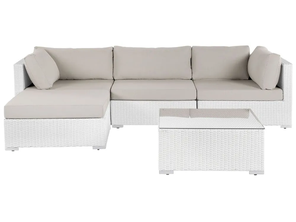 Conjunto esquinero de jardín 4 plazas SANO Derecha modular Blanco