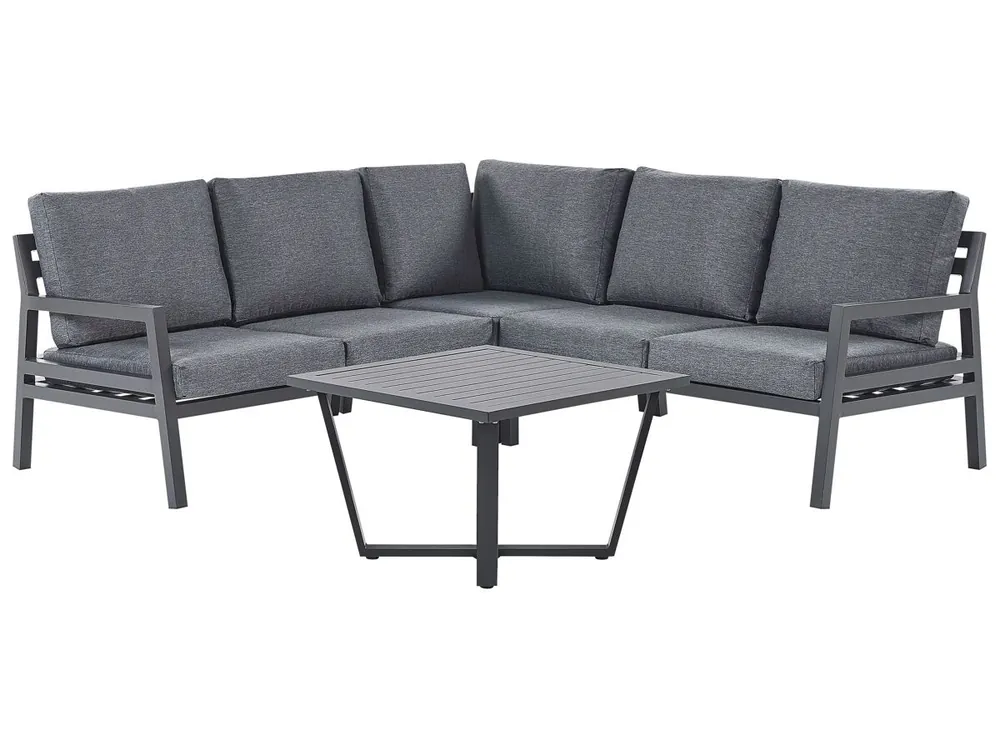 Conjunto esquinero de jardín 5 plazas VIZZINI Metal Gris