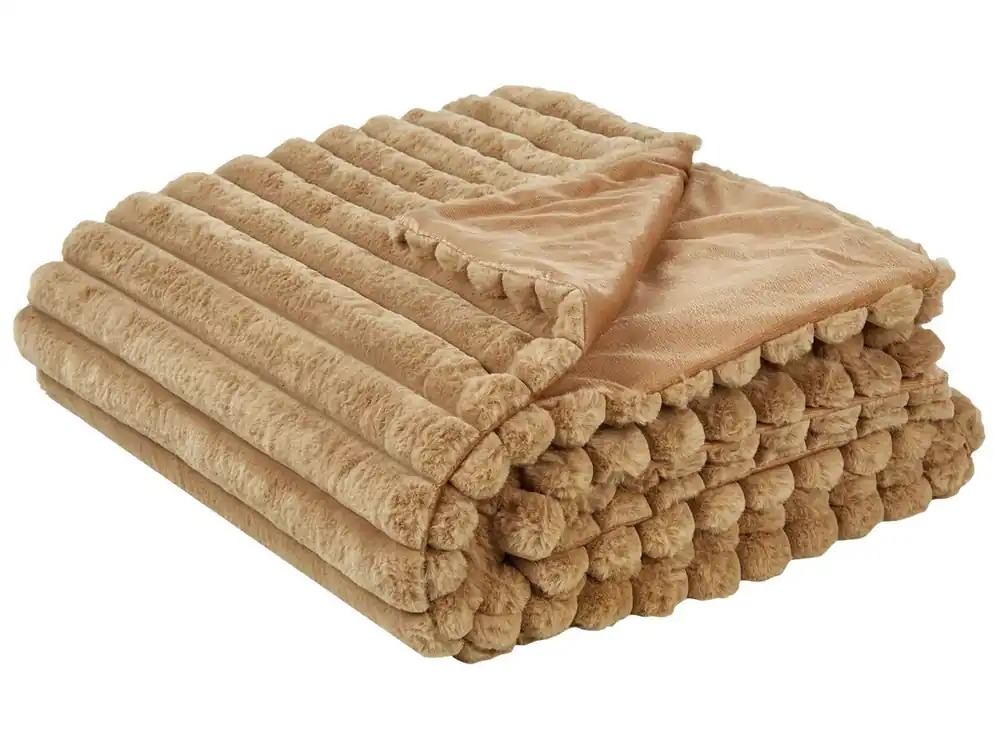 Colcha RAKYA Pelo sintético 150 x 200 cm Marrón claro - Textil