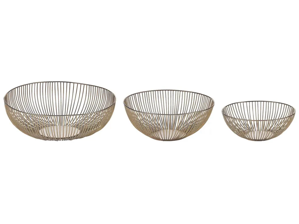 Conjunto de 3 cuencos decorativos GARUT Metal Dorado - Decoración