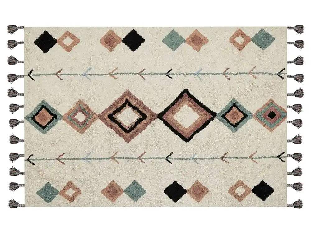 Alfombra ESKISEHIR Beige 140 x 200 cm Algodón - Textil