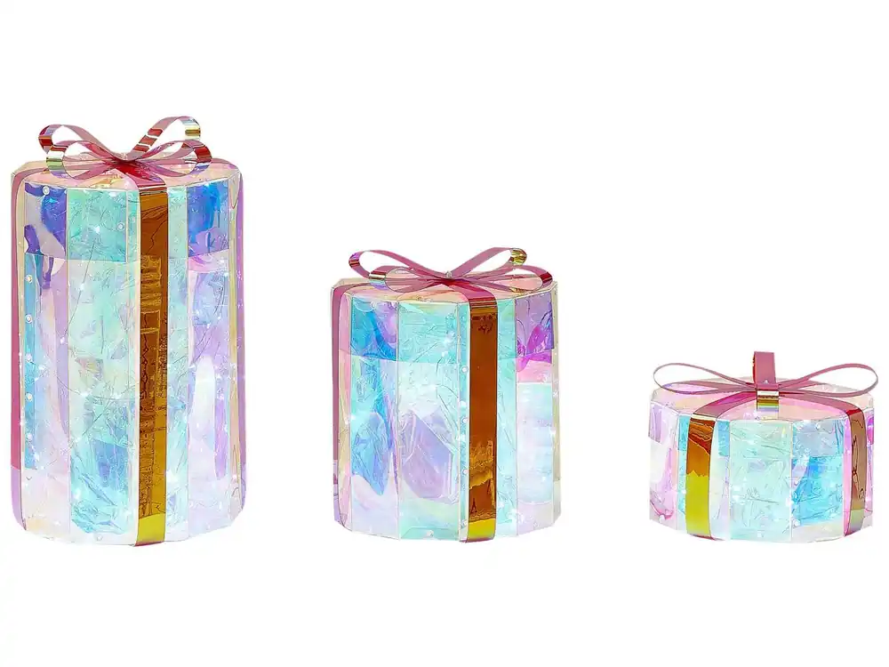 Conjunto de 3 decoraciones LED regalos de Navidad 30 cm multicolor GRIMSEY - Decoración