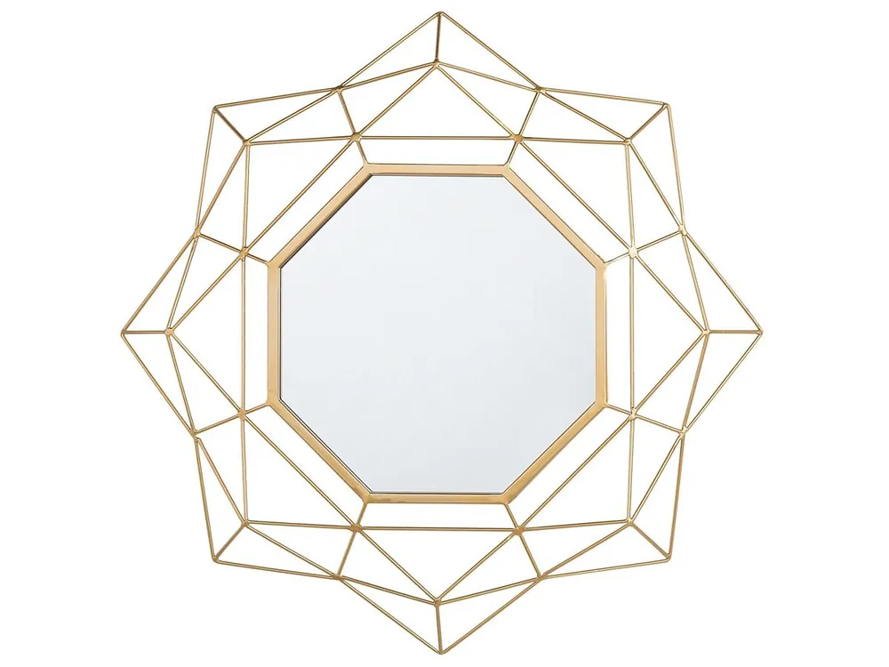 Espejo HILLION 60 cm 60 cm Metal Dorado - Decoración