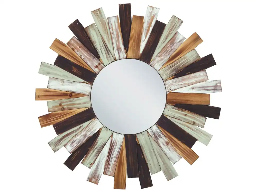 Espejo TAMPICO 75 cm 75 cm Madera de abeto Multicolor - Decoración