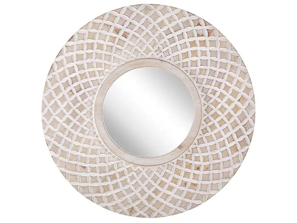 Espejo POMARO 60 cm 60 cm Madera de abeto Marrón claro - Decoración