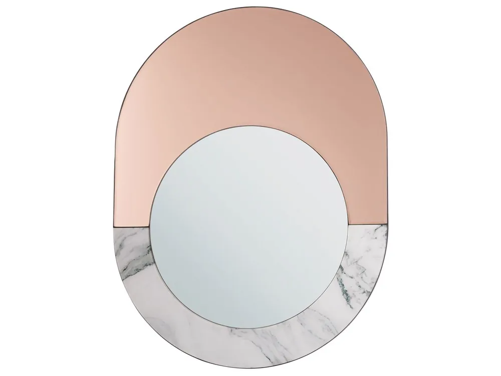 Espejo RETY 50 cm 65 cm Piedra Rosa dorado - Decoración