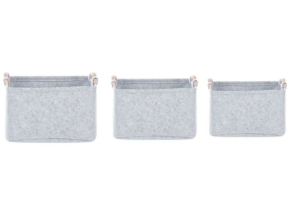 Conjunto de 3 cestas BAYSAI Fieltro Gris claro - Decoración