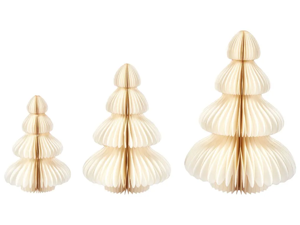 Conjunto de 3 árboles de Navidad decorativos beige NILGIRI - Decoración
