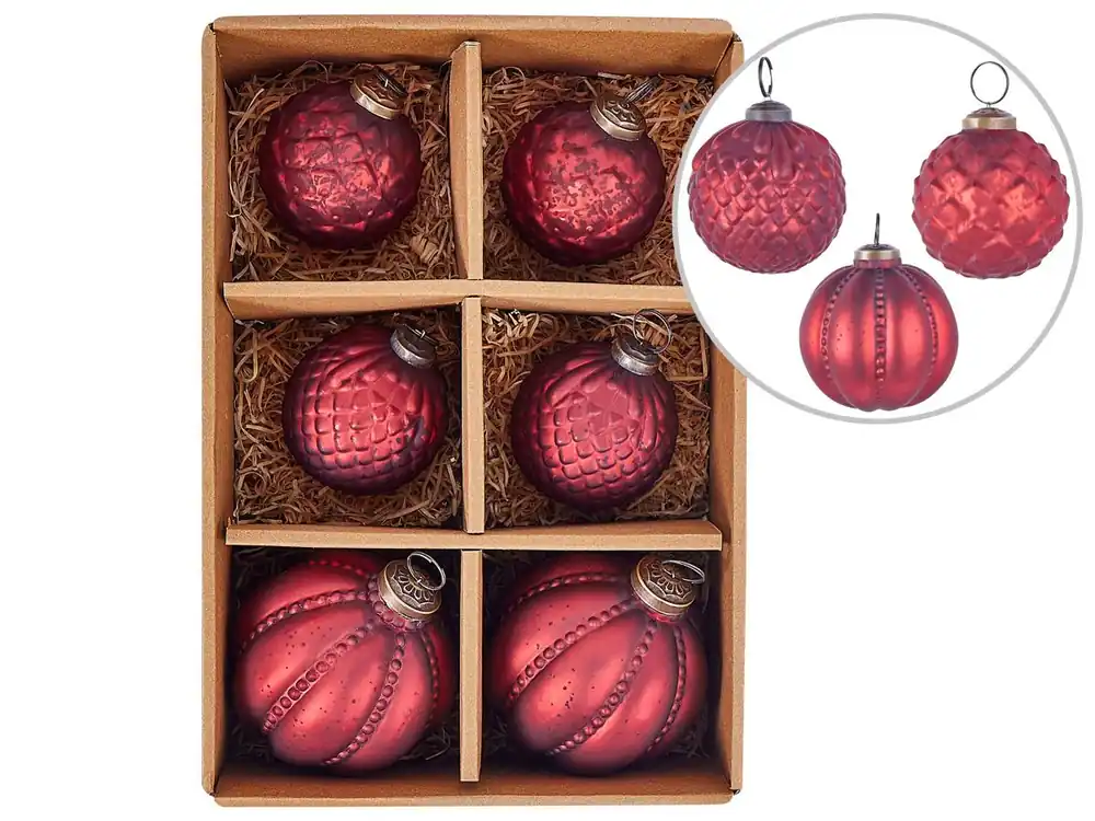 Conjunto de 6 bolas de Navidad ARGENTIN Vidrio Rojo - Decoración
