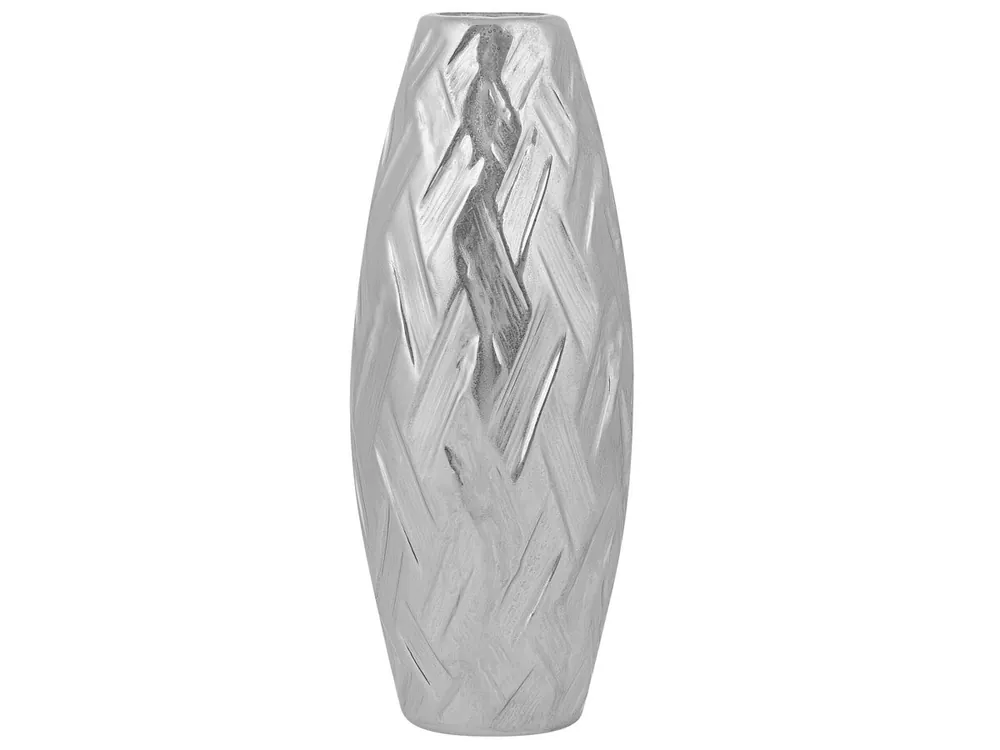 Jarrón decorativo ARPAD Gres 33 cm Plateado - Decoración