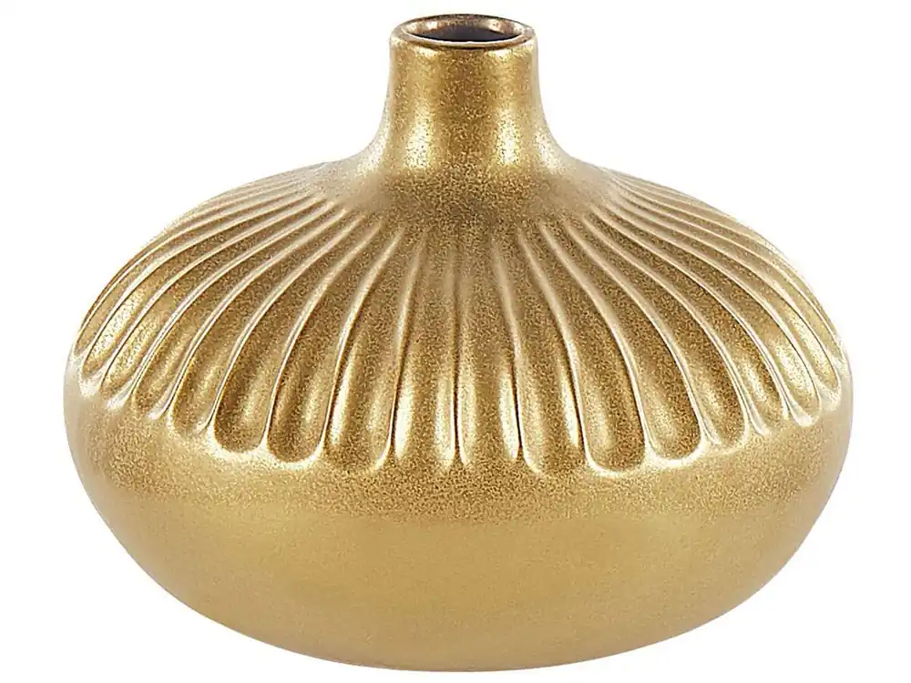Jarrón decorativo CERCEI Gres 20 cm Dorado - Decoración