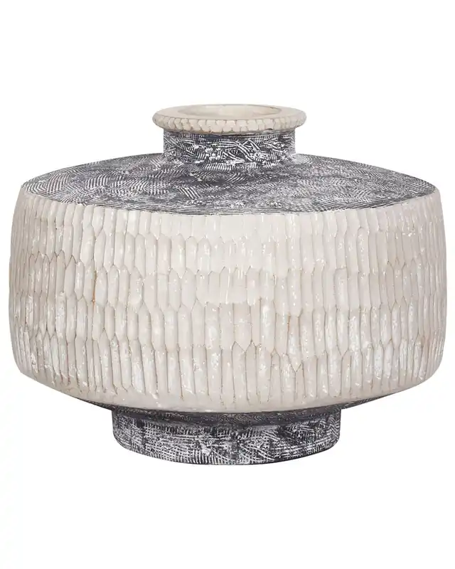 Jarrón para flores DEKSATI Cerámica 32 cm Beige - Decoración