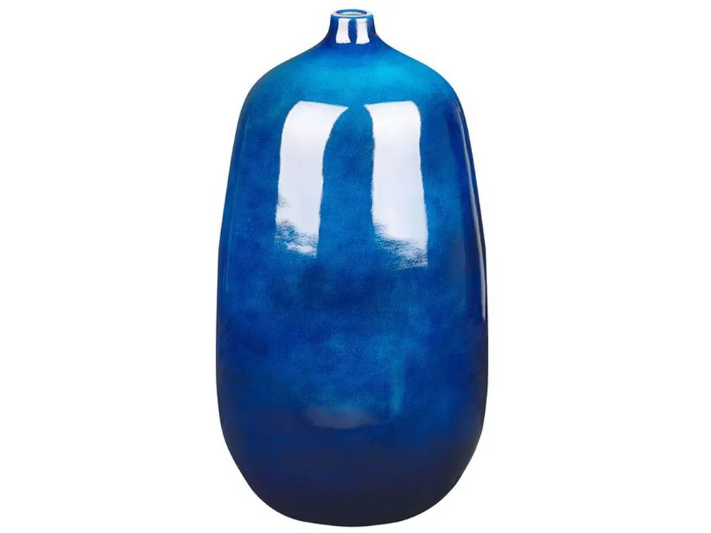 Jarrón para flores VITORIA Cerámica 45 cm Azul oscuro - Decoración