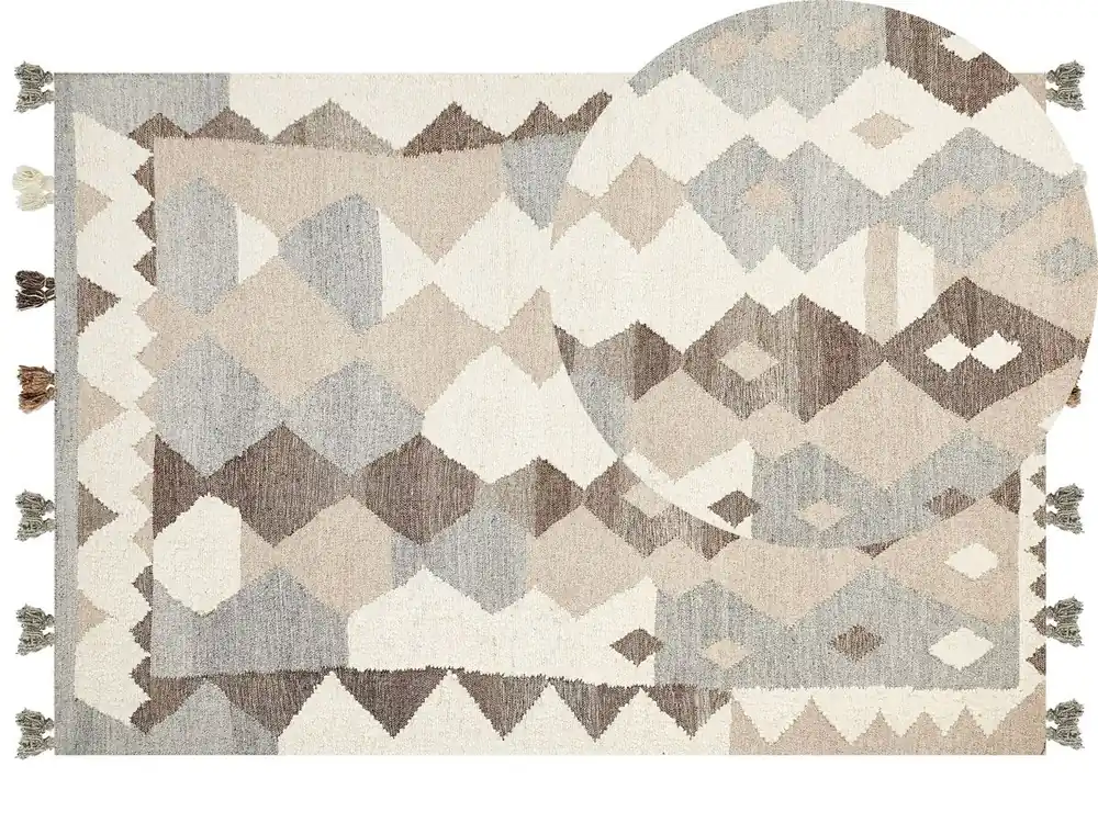 Alfombra ARALEZ Beige 160 x 230 cm Lana Kilim - Textil