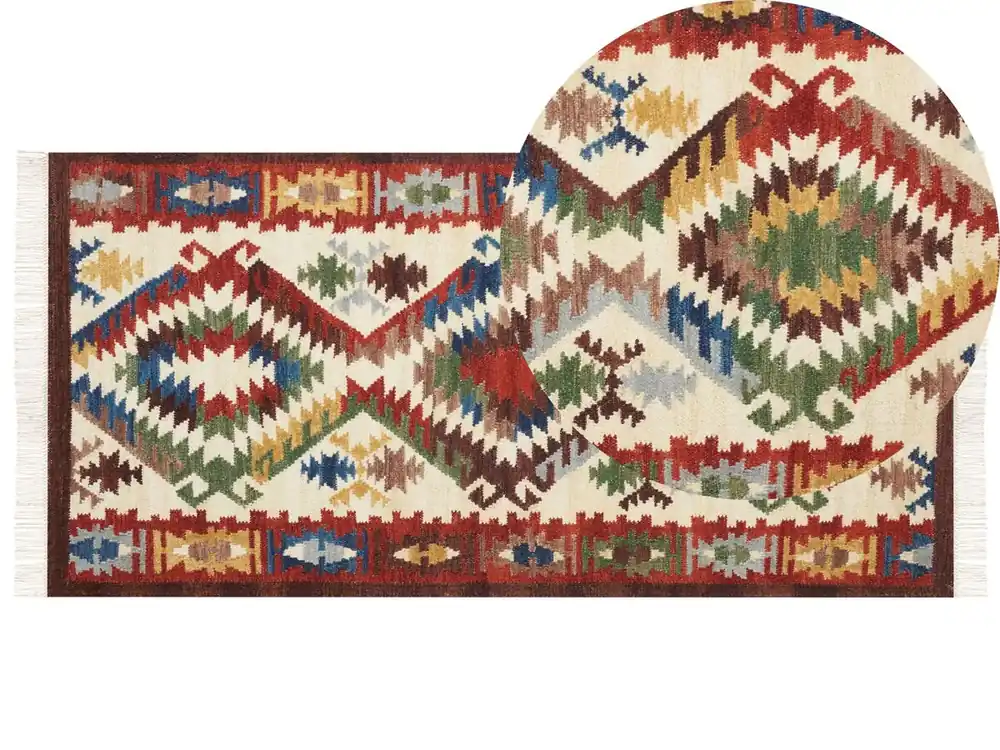 Alfombra AREVIK Multicolor 80 x 150 cm Lana Kilim - Textil