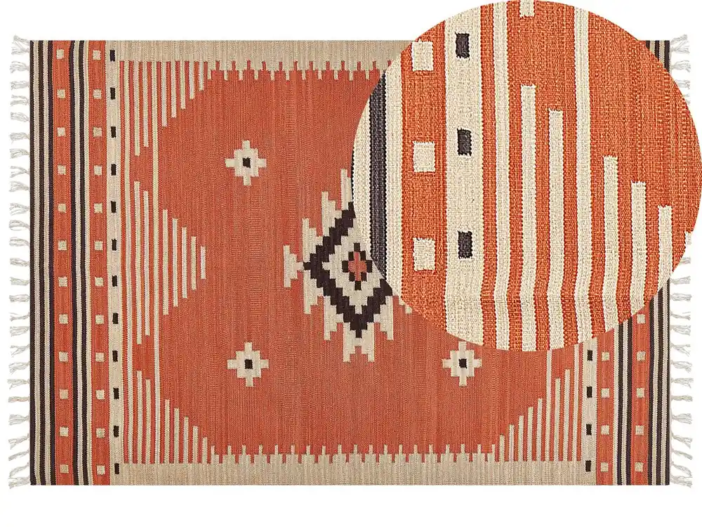 Alfombra GAVAR Naranja 160 x 230 cm Algodón Kilim - Textil