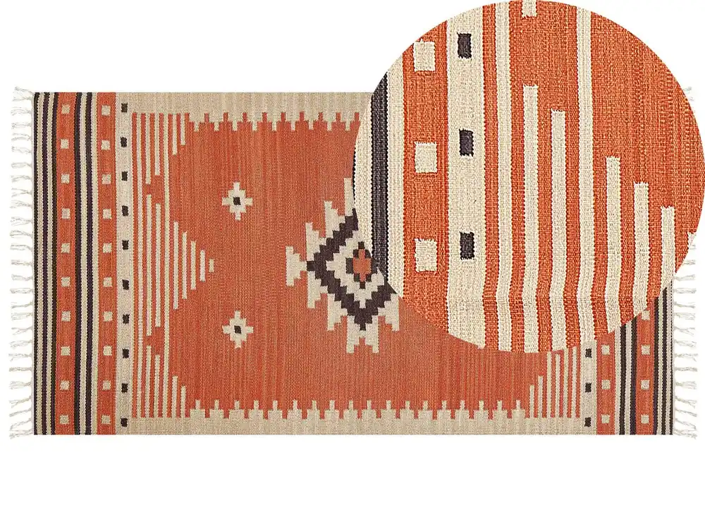 Alfombra GAVAR Naranja 80 x 150 cm Algodón Kilim - Textil
