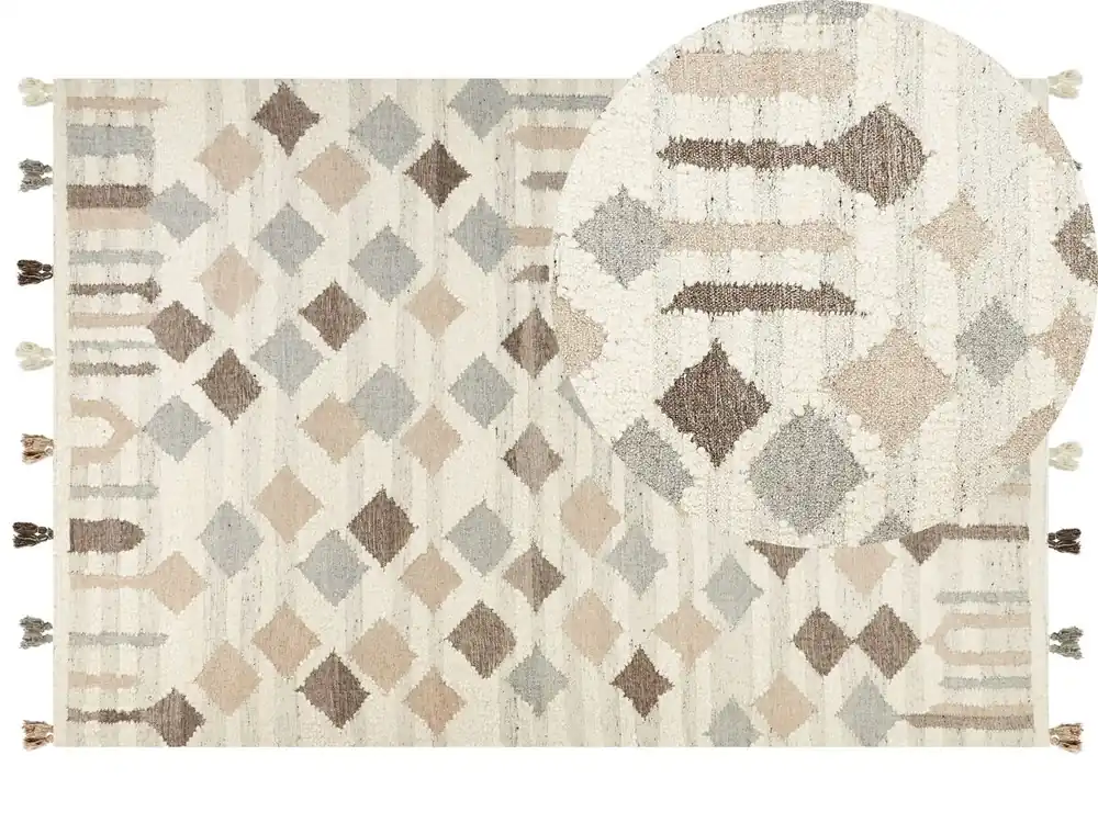 Alfombra KAGHTSRASHEN Beige 200 x 300 cm Lana Kilim - Textil