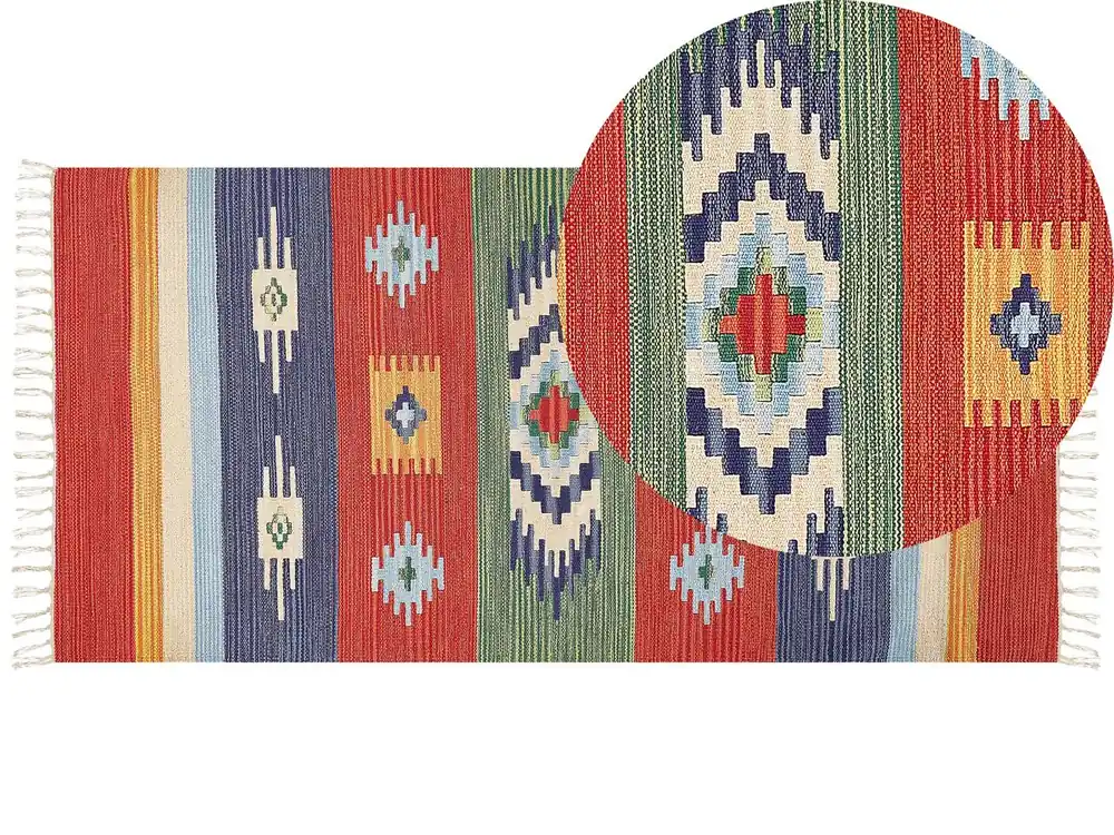 Alfombra KAMARIS Multicolor 80 x 150 cm Algodón Kilim - Textil
