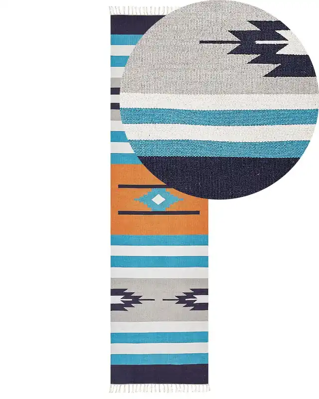 Alfombra NORATUS Multicolor 80 x 300 cm Algodón Kilim - Textil