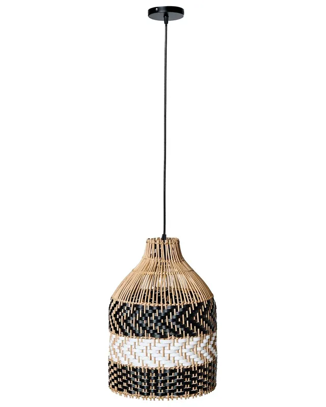 Lámpara colgante TURABO Ratán Negro/Blanco - Decoración