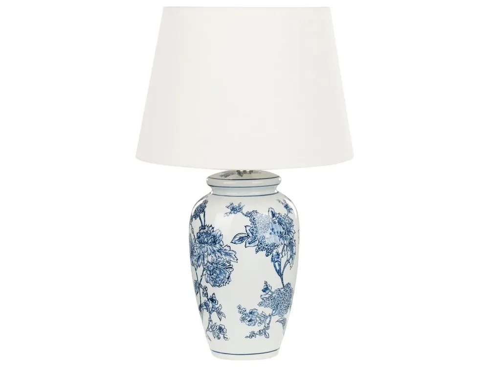 Lámpara de mesa BELUSO Porcelana Blanco/Azul - Decoración