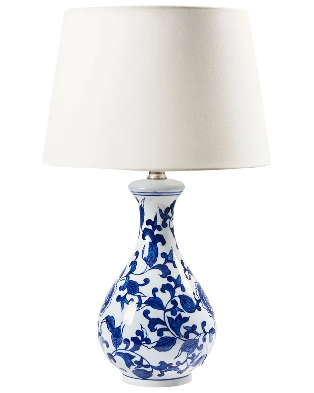 Lámpara de mesa CARMEN Porcelana Blanco/Azul - Decoración