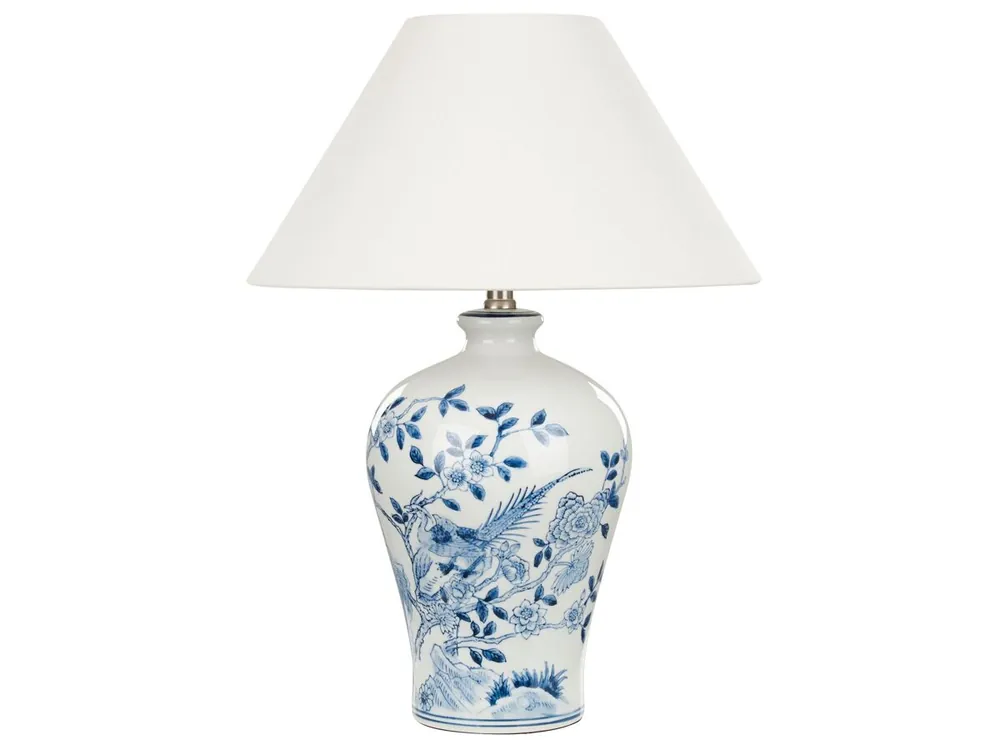 Lámpara de mesa MAGROS Porcelana Blanco/Azul - Decoración