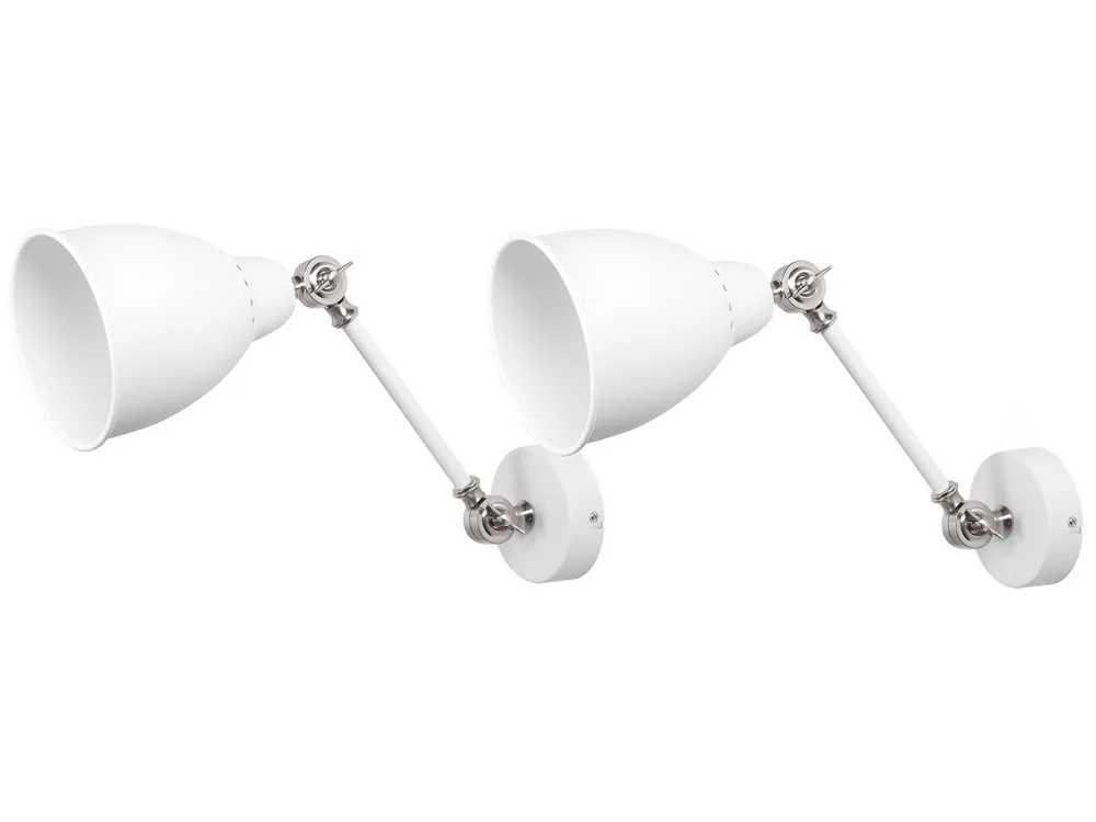 Conjunto de 2 lámparas de pared MISSISSIPPI ajustable Metal Blanco - Decoración