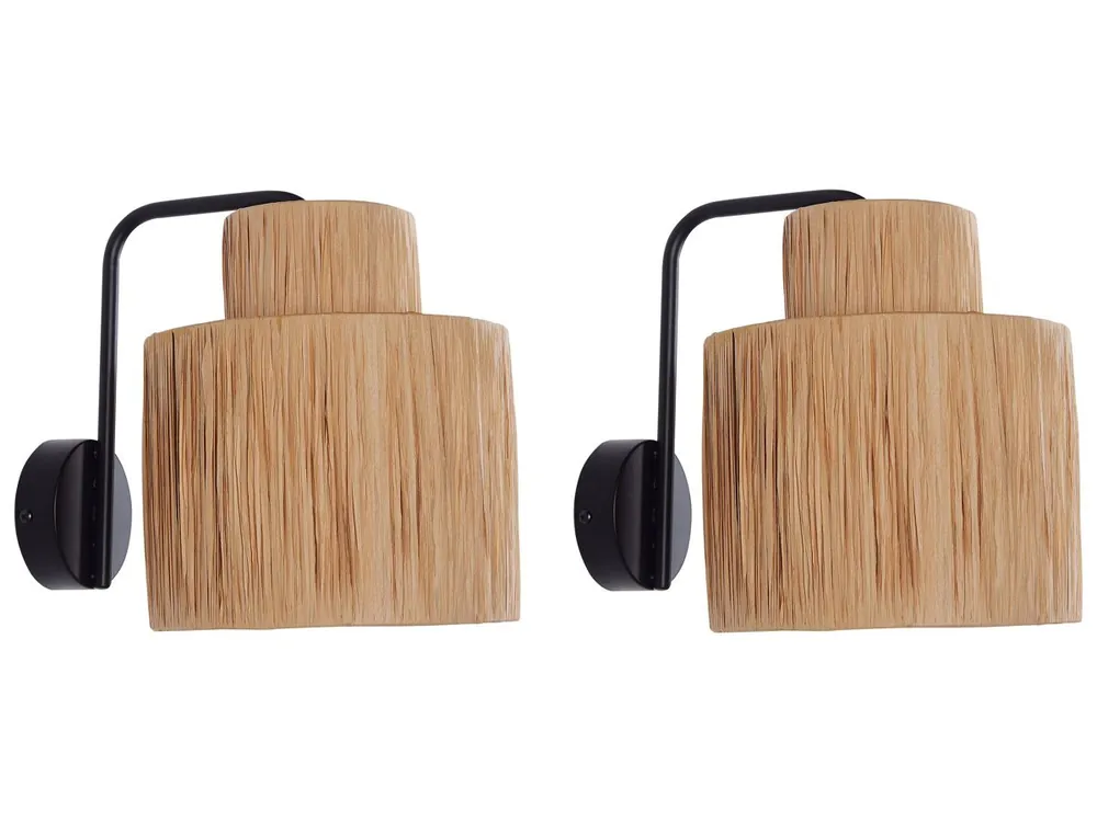 Conjunto de 2 lámparas de pared SHINFA Mimbre Natural - Decoración