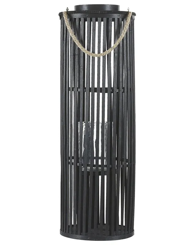 Linterna LUZON Madera de sauce 80 cm Negro - Decoración